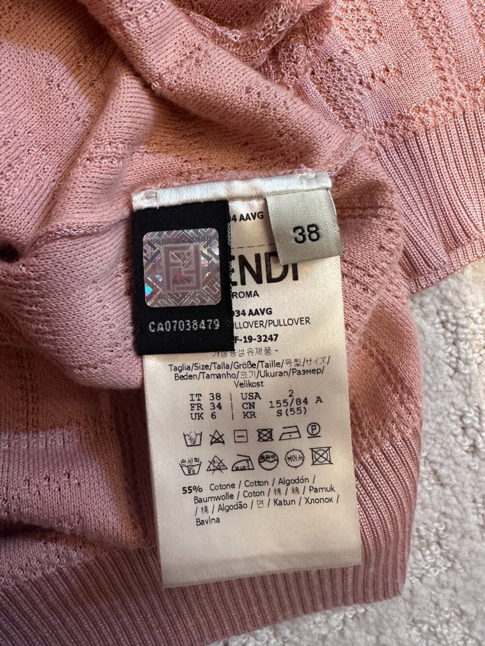 Fendi Women's Pink Monogram FF Short-Sleeve Knit S - Picture 4 of 4